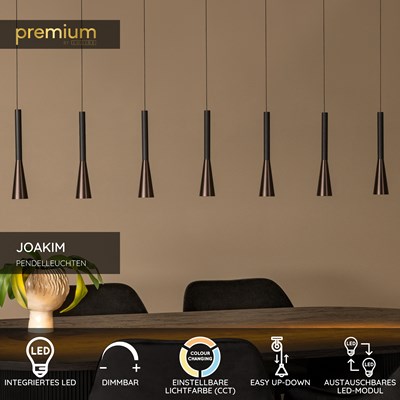 Lucide JOAKIM - Pendelleuchten - LED Dim. - CCT - 7x6,2W 2700K/4000K - Mit austauschbarem LED-Modul - Kaffee | Premium